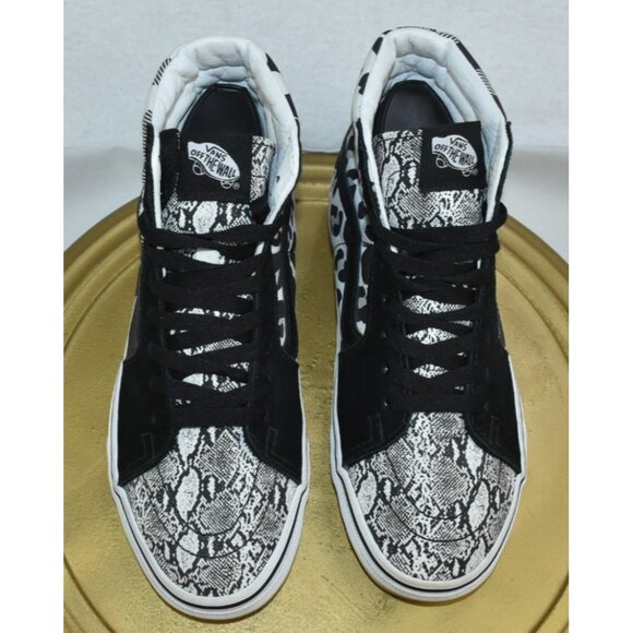 Vans Sk8-Hi Shoes Mens 5.5 W 7 Leopard Python Snake Checkerboard Black White - Picture 6 of 10